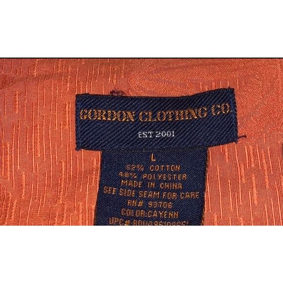 Gordon Clothing Short Sleeve Button Front Shirt - Large Orange Palm Tree Pattern - Picture 3 of 11